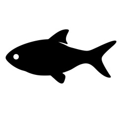 rummy nose tetra fish black silhouette of a moorish idol fish aquatic animal ocean life- simple black silhouette of a rummy nose tetra fish tropical sea life animal icon,