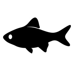 rummy nose tetra fish black silhouette of a moorish idol fish aquatic animal ocean life- simple black silhouette of a rummy nose tetra fish tropical sea life animal icon,