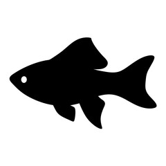 swordtail fish black silhouette of a moorish idol fish aquatic animal ocean life- simple black silhouette of a swordtail fish tropical sea life animal icon,