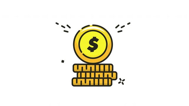 Money icon animation of a stack of gold coins with a dollar sign.