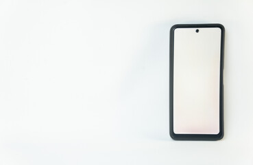 Smartphone with white screen isolated on white background