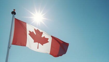 Sunny day highlights the Canadian flag, a symbol of pride and celebration for Canada Day on July 1st