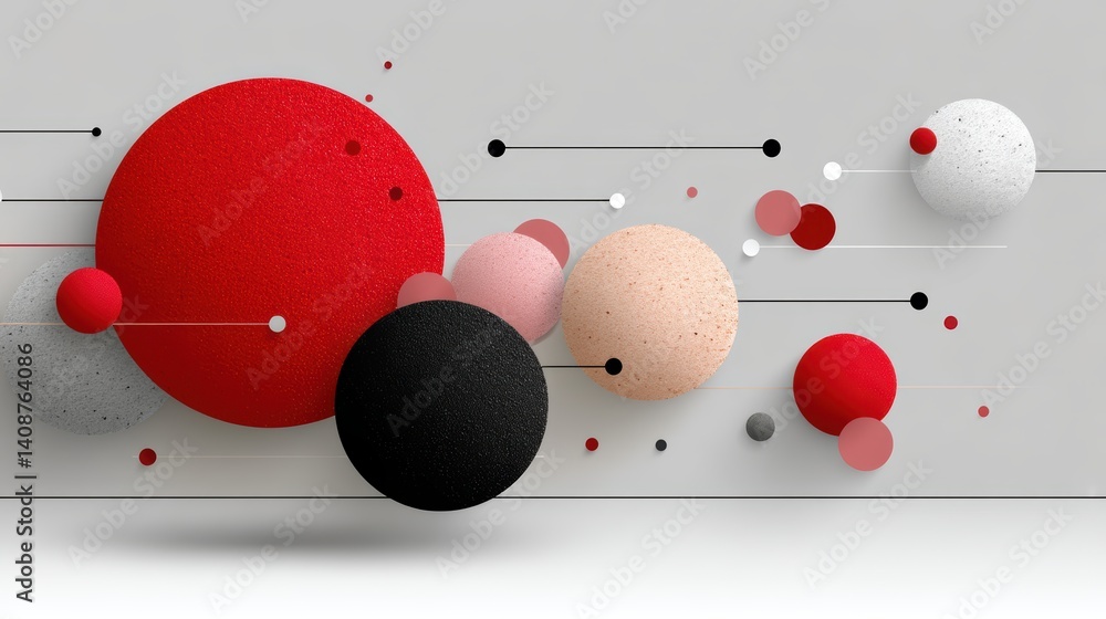 Poster a colorful collection of spheres, study in abstract composition and visual harmony