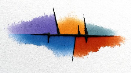 Vibrant colors dance on canvas, a modern abstract painting on white background colorful