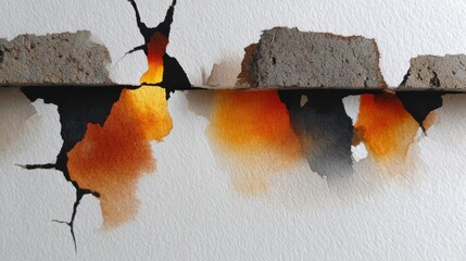 Burnt orange and black abstract paint textures on paper, a modern art background
