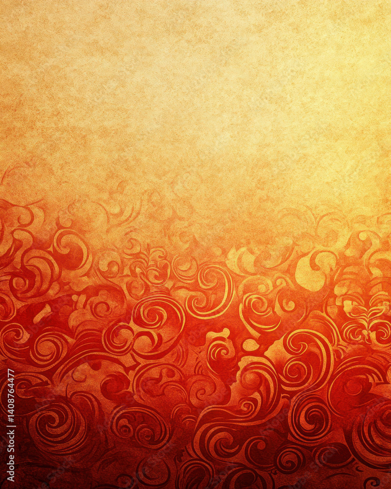 Aufkleber a red and yellow background with a pattern of swirls. the background is a mix of orange and yellow c