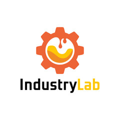 Orange Gear with Liquid Drop Logo for Industry Lab