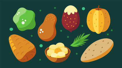 From fluffy and starchy to waxy and creamy the varied textures of the Andean potato varieties are on full display.. Vector illustration
