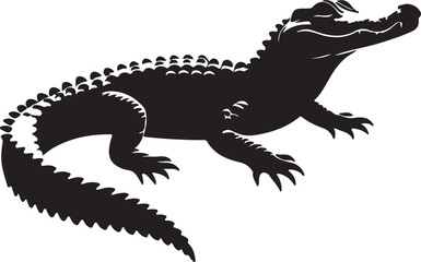 Alligator black vector and silhouette