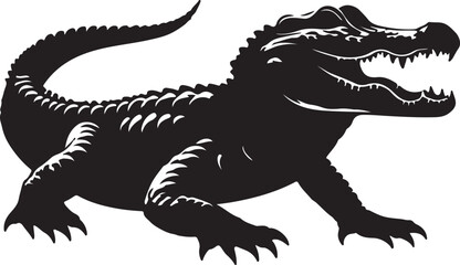 Alligator black vector and silhouette