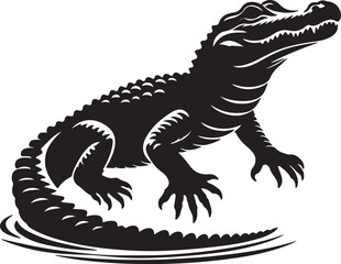 Alligator black vector and silhouette