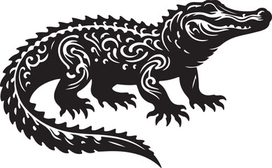 Alligator black vector and silhouette