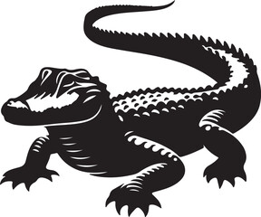 Alligator black vector and silhouette