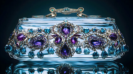 Crystal clutch adorned with lavish jewels