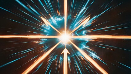 Dynamic light trails radiating outward from a central, bright point.