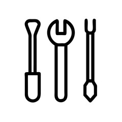 set of tools line art vector icon illustration