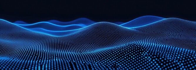 Abstract Wave Pattern Digital Blue Dotted Lines Forming Undulating Surface