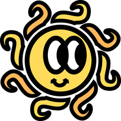 Sun Character Retro Illustration Element
