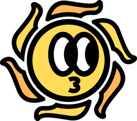 Sun Character Retro Illustration Element