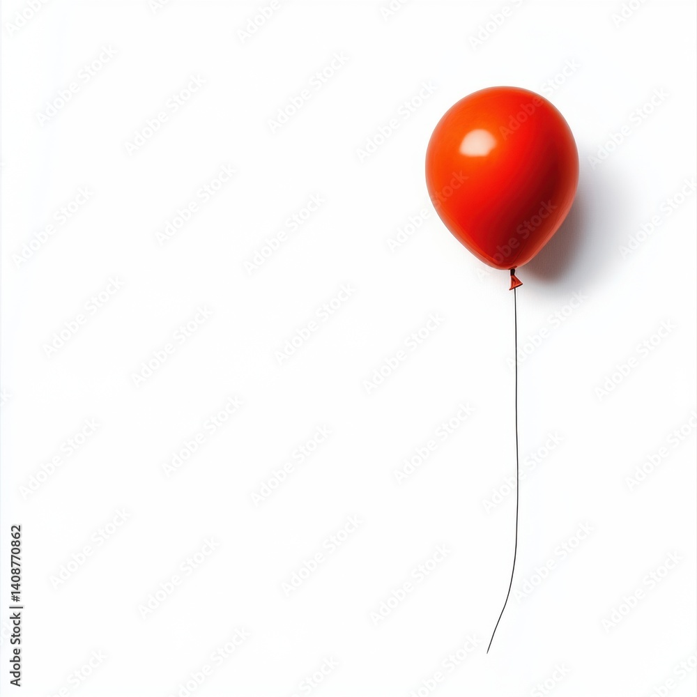Poster a single red balloon floats against a plain white background, creating a simple yet striking visual 