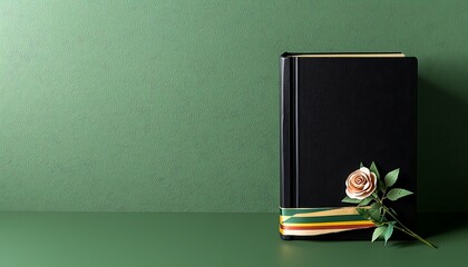 Book, Rose, Green Background