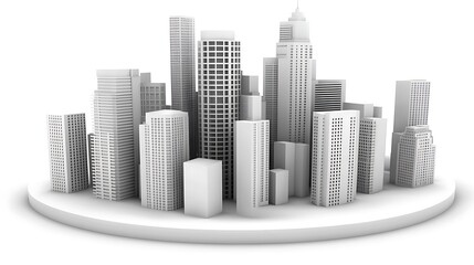 Monochromatic Metropolis: A 3D Render of a Modern Cityscape
