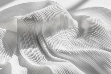 Naklejka premium Elegant White Pleated Fabric with Soft Shadows and Gentle Waves