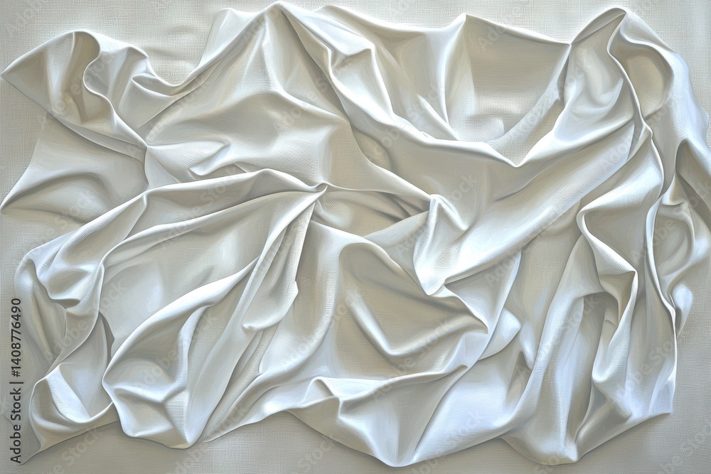 Wall mural elegant white fabric texture with intricate drapery and patterns