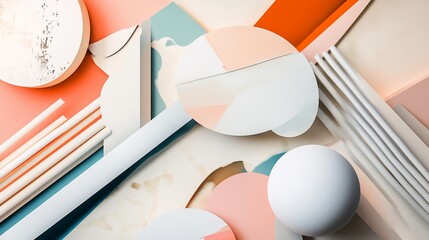 Abstract Geometric Composition with Pastel Tones and Modern Aesthetics