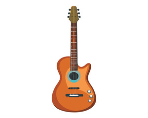 Naklejka premium an acoustic-electric guitar no background vector file.