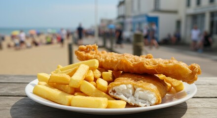 Delicious Fish and Chips by the Beach on a Sunny Day