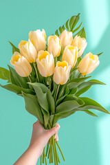 Bouquet of Pale Yellow Tulips