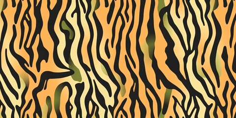 Abstract seamless vector pattern of tiger and zebra stripes in camouflage style, featuring ample empty space, graphic, white
