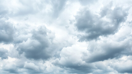 Fototapeta premium A serene sky filled with fluffy, gray clouds, creating a calm yet dynamic atmosphere.