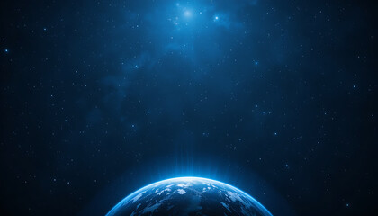 Obraz premium Celestial Glow: Earthrise from a Deep Blue Nebula