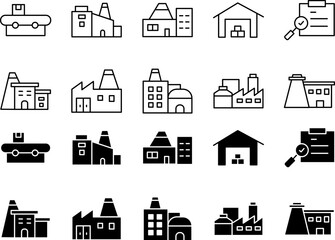 Obraz premium Factory Icons Featuring Building
