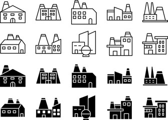 Naklejka premium Factory Icon Set