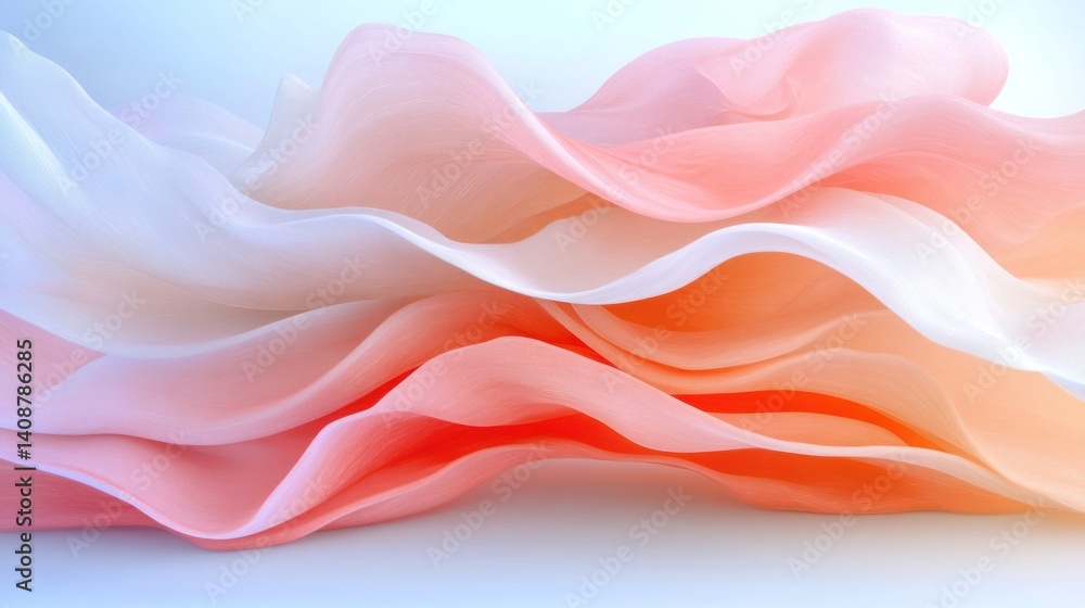 Poster abstract wave of peach and white: a mesmerizing abstract image featuring a flowing wave of peach and