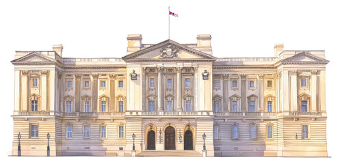 PNG Buckingham Palace palace architecture illustration.