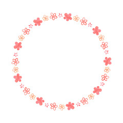 赤　花　かわいい　背景　フレーム　イラスト