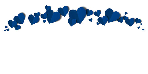 blue paper hearts isolated on transparent background. Valentine's day.