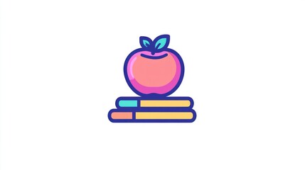 Obraz premium Apple on books, education, knowledge, learning, back-to-school, website icon