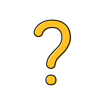 recommend clip art: Yellow outline question mark illustration symbol. Isolated vector design.