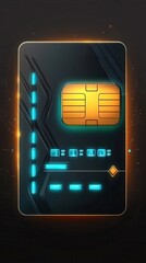 Obraz premium A futuristic technological credit card design with glowing accents