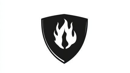 Fototapeta premium Fire safety shield icon, white background, security concept, website design