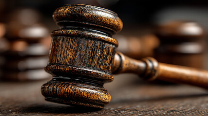 A gavel slams down in court, symbolizing justice, authority, and decision-making. The image features a modern, clean design with a simple, bright tone and blurred background for clarity.

