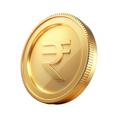 gold rupee coin Indian currency isolated PNG
