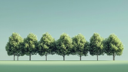 Obraz premium Serene row of trees against a pale sky.