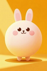 Obraz premium there is a white bunny with pink ears standing in a yellow room