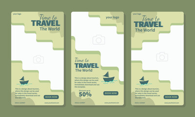 social media template banner travel and vacation service promotion. fully editable instagram and facebook square post frame puzzle organic sale poster